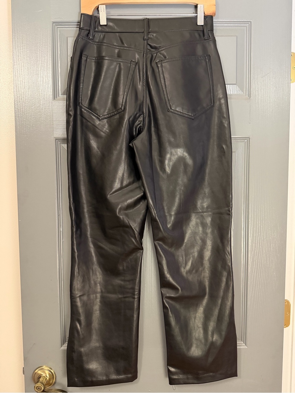 Abercrombie & Fitch Black Vegan Leather High-Rise Straight Pants